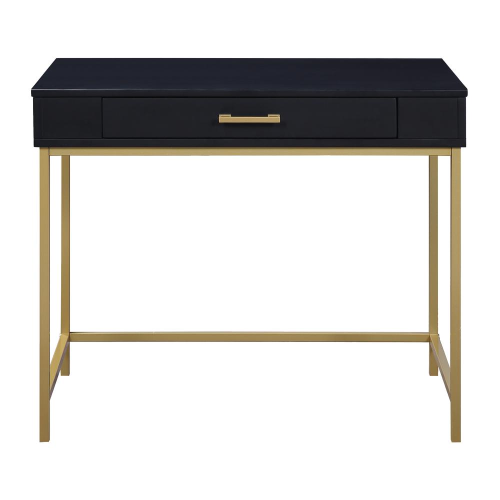 Modern Life Desk in Black Finish With Gold Metal Legs, MDR36-BK. Picture 5