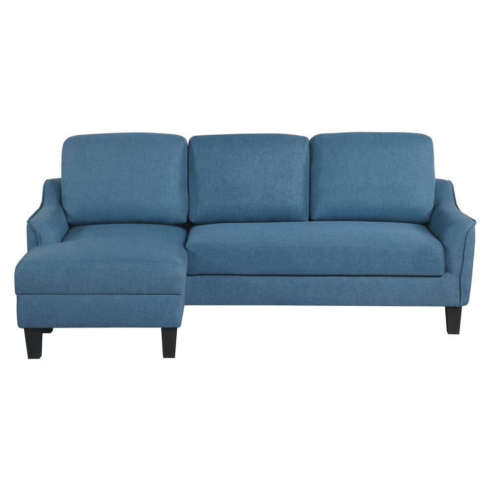 Lester Sofa with Chaise and Twin Sleeper in Blue fabric with Black legs, LST55S-B81. Picture 5