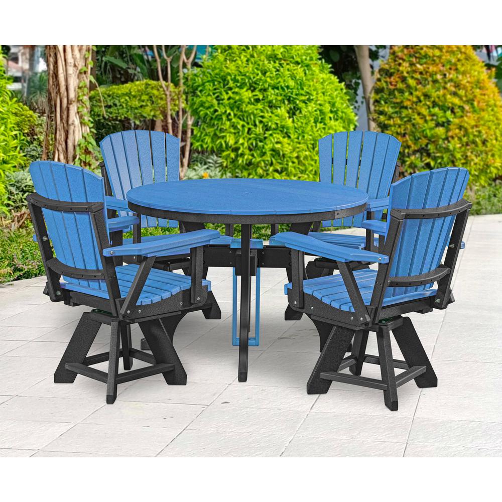 Five Piece Round Dining Height Dining Set in Blue with a Black Base. Picture 4