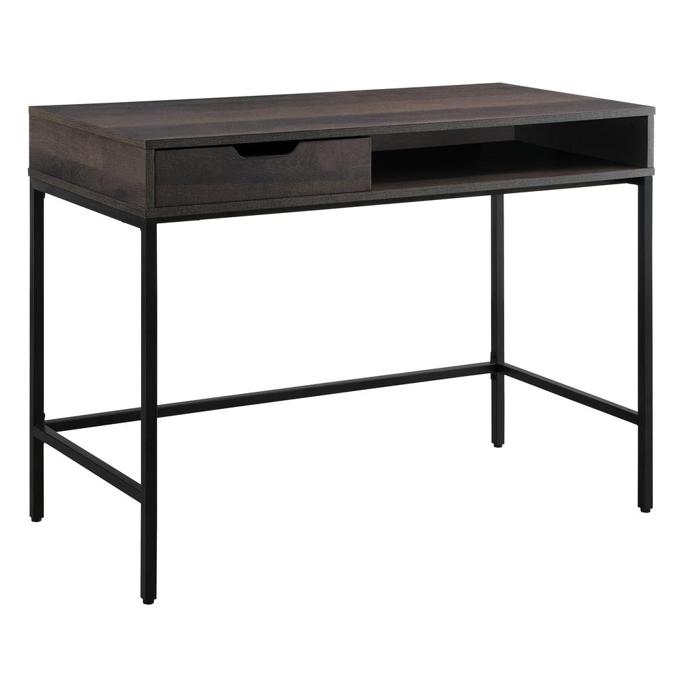 Contempo 40” Desk with Drawer and Shelf in Brown Wood Grain Finish, CNT43-AH. Picture 1