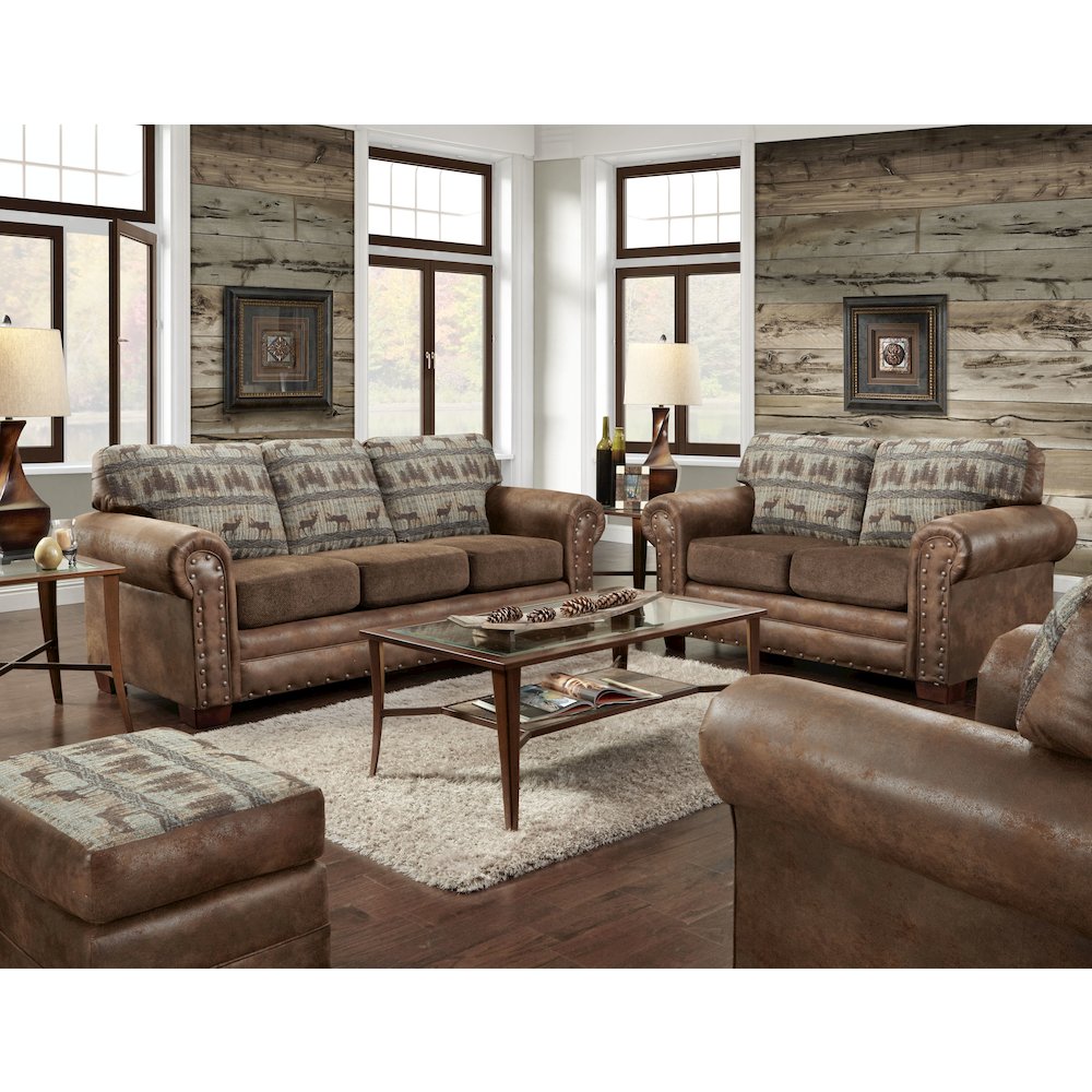 Deer Teal Lodge 4-Piece Set with Sleeper. Picture 1