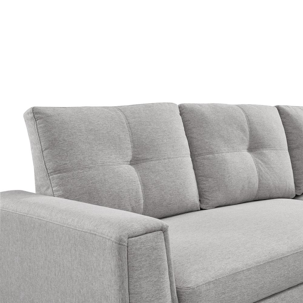 Tufted Sectional Chaise Sofa Sleeper with Storage in Light Grey. Picture 5