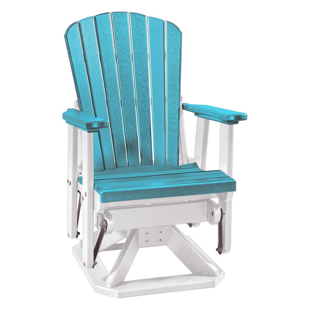 OS Home and Office Model 510ARW Fan Back Swivel Glider in Aruba Blue with a White Base, Made in the USA. Picture 2