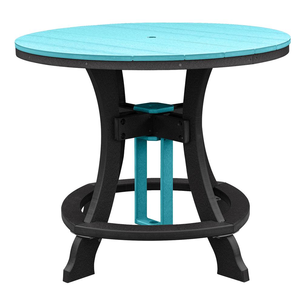OS Home and Office Model CR130ARB-K Five Piece Round Counter Height Dining Set in Aruba Blue on a Black Base. Picture 4