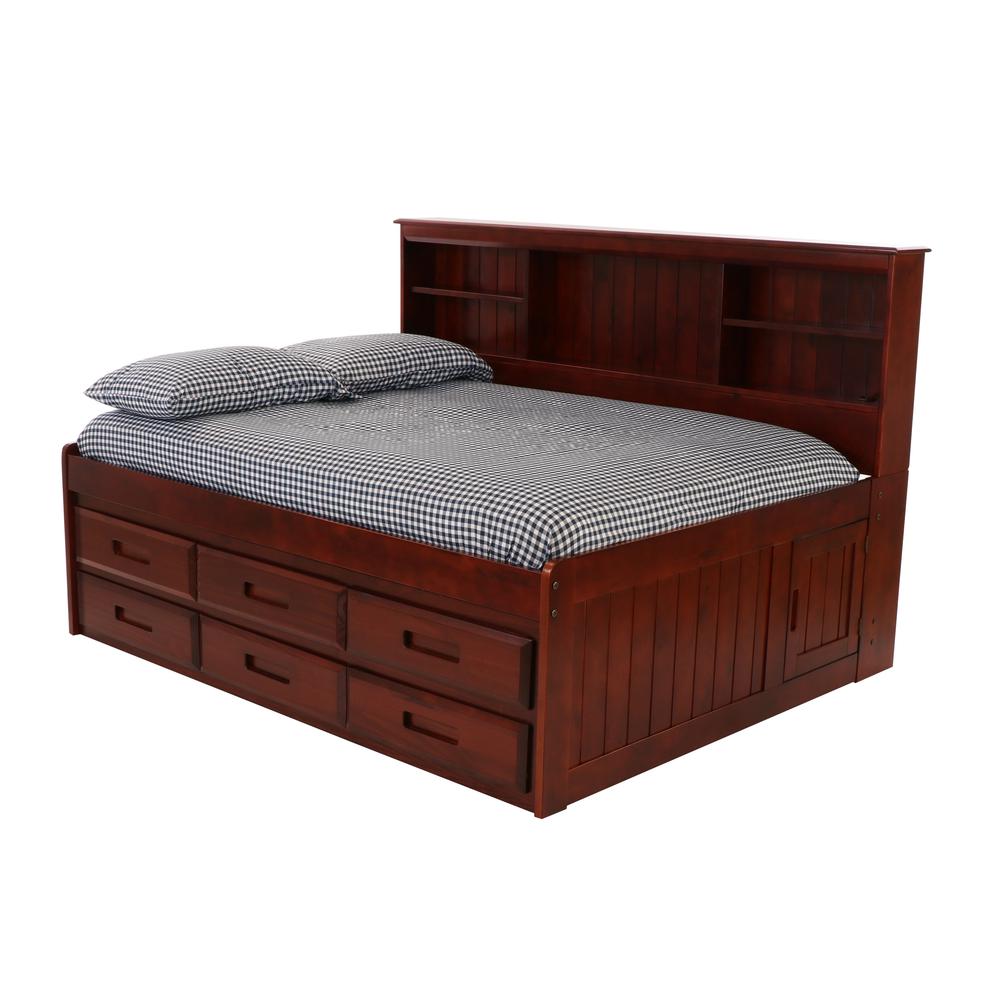OS Home and Office Furniture Model 82823K6-22, Solid Pine Full Daybed with Six Drawers in Rich Merlot. Picture 6