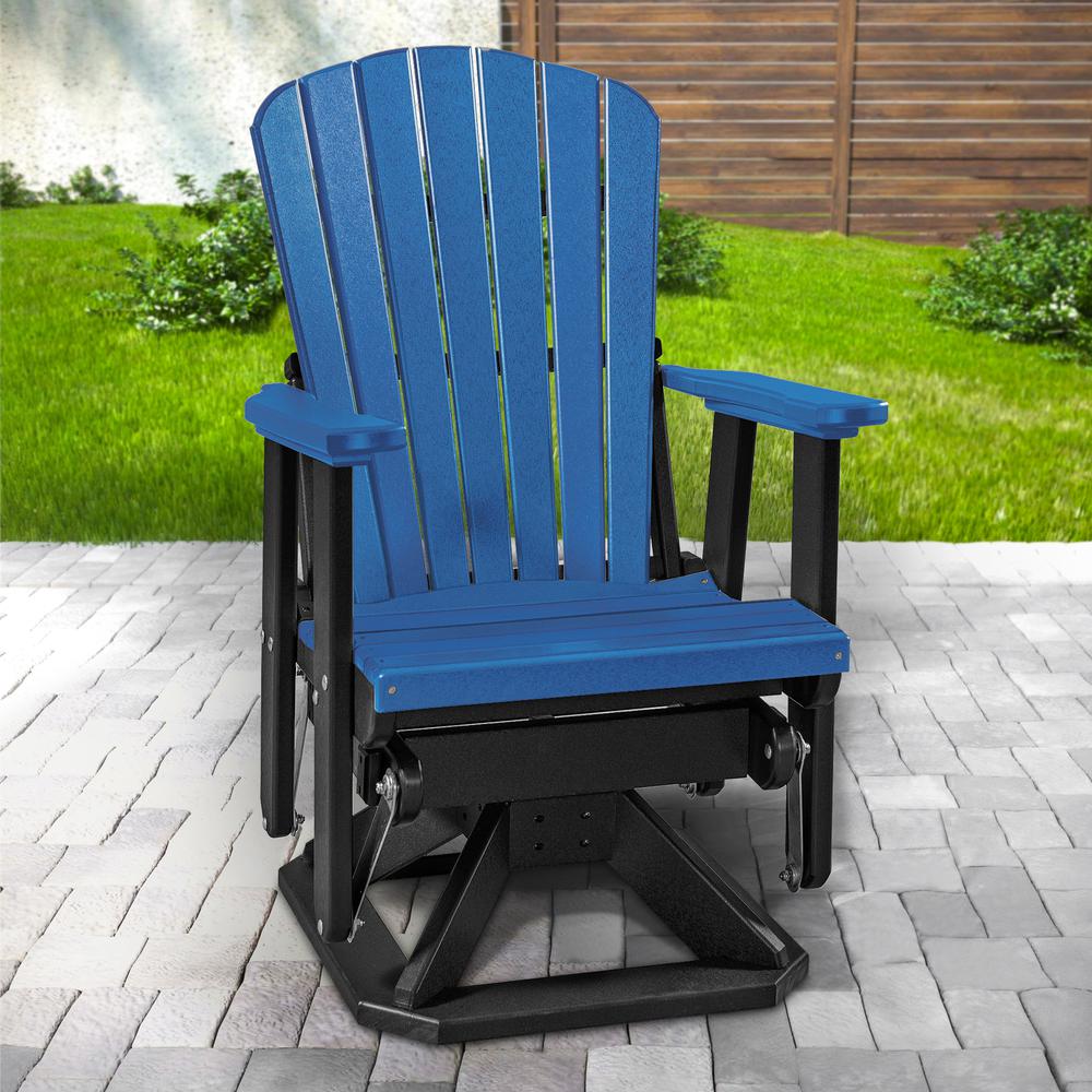 OS Home and Office Model 510BBK Fan Back Swivel Glider in Blue with a Black Base, Made in the USA. Picture 1
