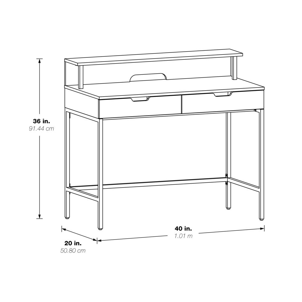 Contempo 40” Desk with 2 drawers and shelf hutch in White Oak Finish, CNT44-WK. Picture 4