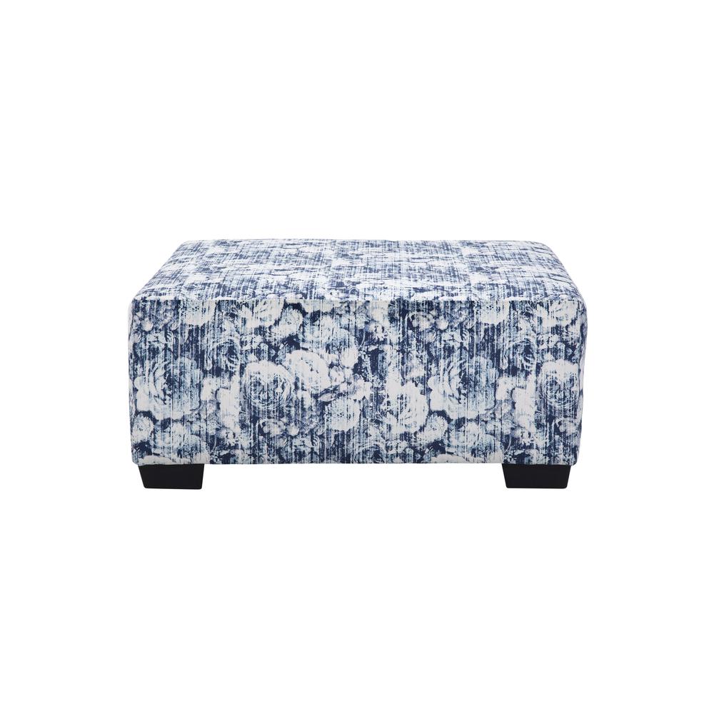 American Furniture Classics Blue Floral Square Upholstered Ottoman. Picture 5
