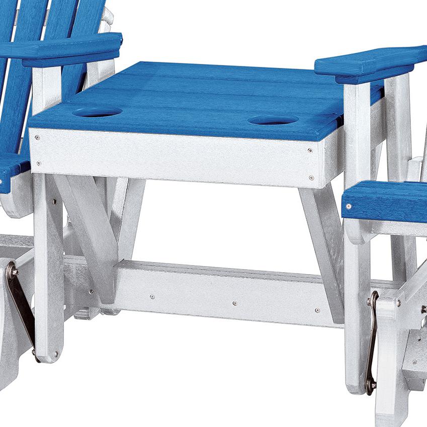 Double Glider with Center Table in Blue and White. Picture 5