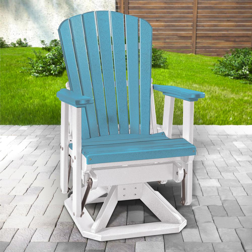 OS Home and Office Model 510ARW Fan Back Swivel Glider in Aruba Blue with a White Base, Made in the USA. Picture 1