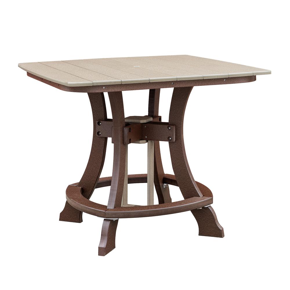 OS Home and Office Model 44S-C-WWTB Counter Height Square Table in Weatherwood with Tudor Brown Base. Picture 1