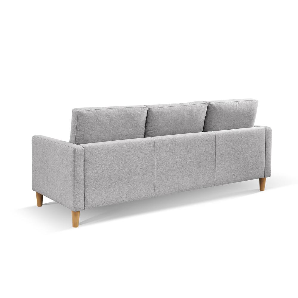 Two Piece Upholstered Tufted L Shaped Sectional with Ottoman in Light Grey. Picture 8