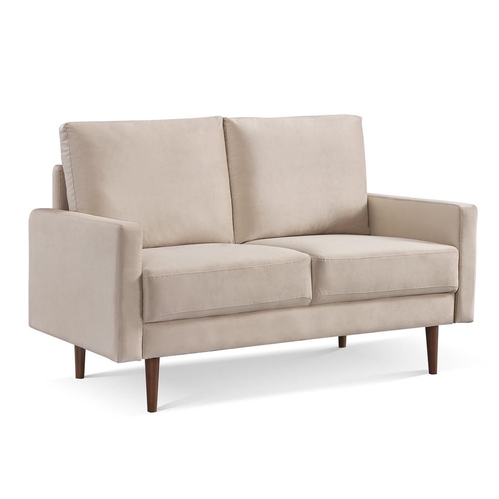 57 Inch Wide Upholstered Two Cushion Loveseat with Square Arms. Picture 2