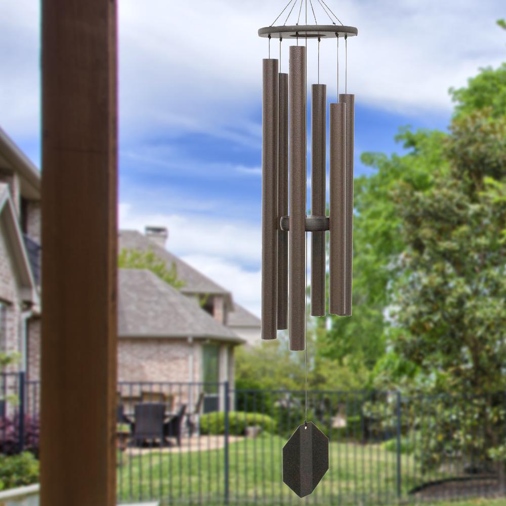 Wind Chime made with powder coated Aluminum tubes in Textured Copper. Picture 4