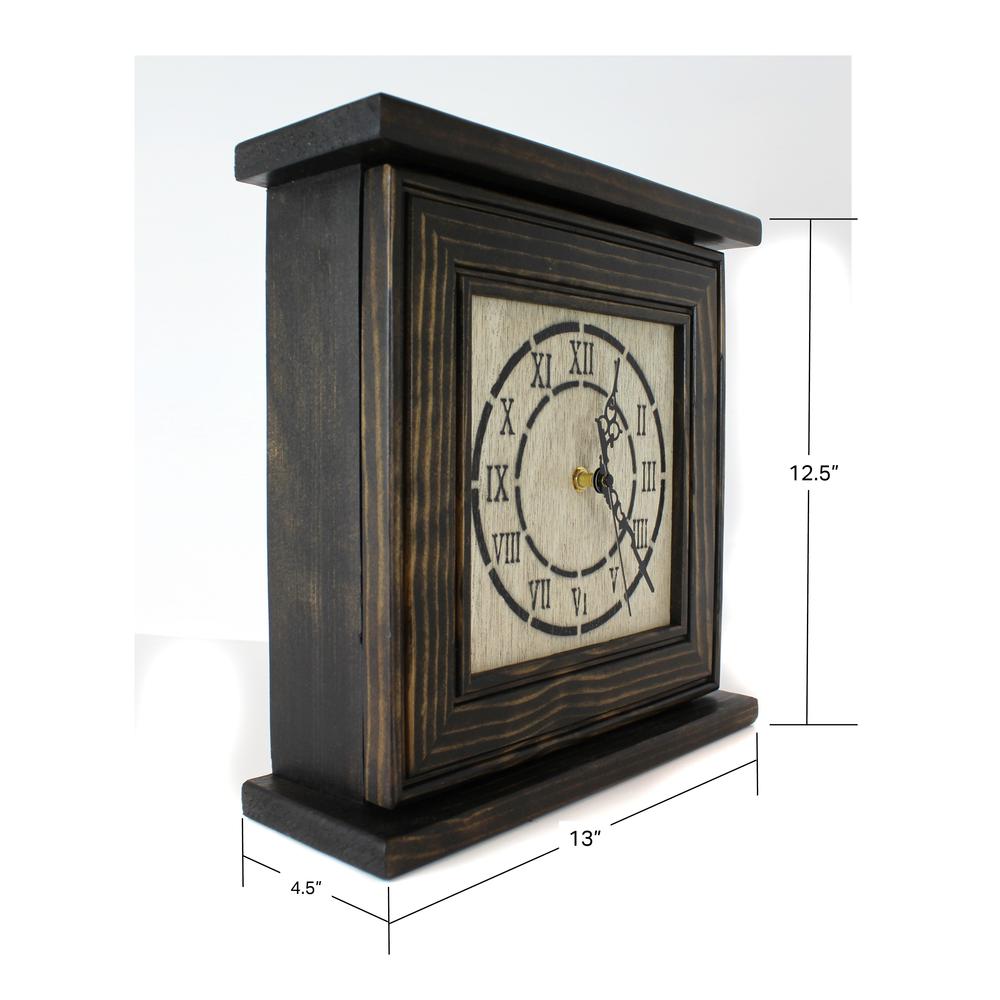 American Furniture Classics Model CLOCKDW Mantel Clock in Dark Walnut Veneer with Secret Compartment. Picture 3
