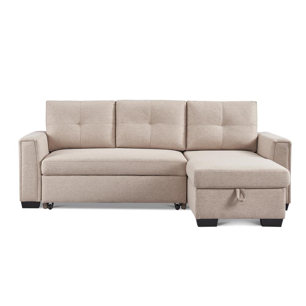 Tufted Sectional Chaise Sofa Sleeper with Storage. Picture 1