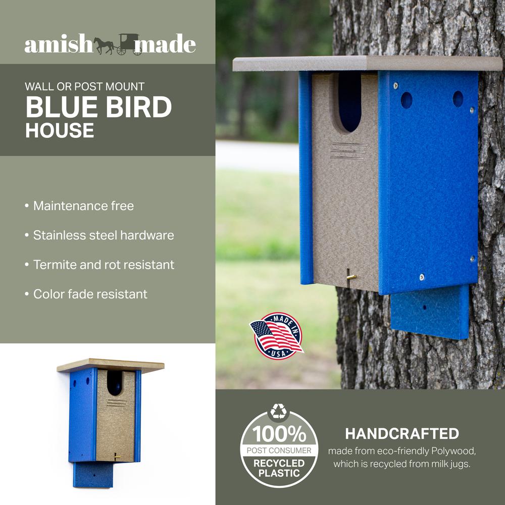 Blue Bird House Made of High Density Poly Resin. Picture 3