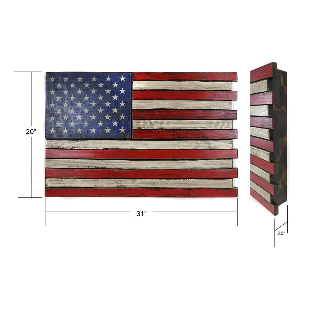 American Furniture Classics Model SMALL2COMP Small American Flag Wall Hanging Gun Concealment with Two Secret Compartments. Picture 3
