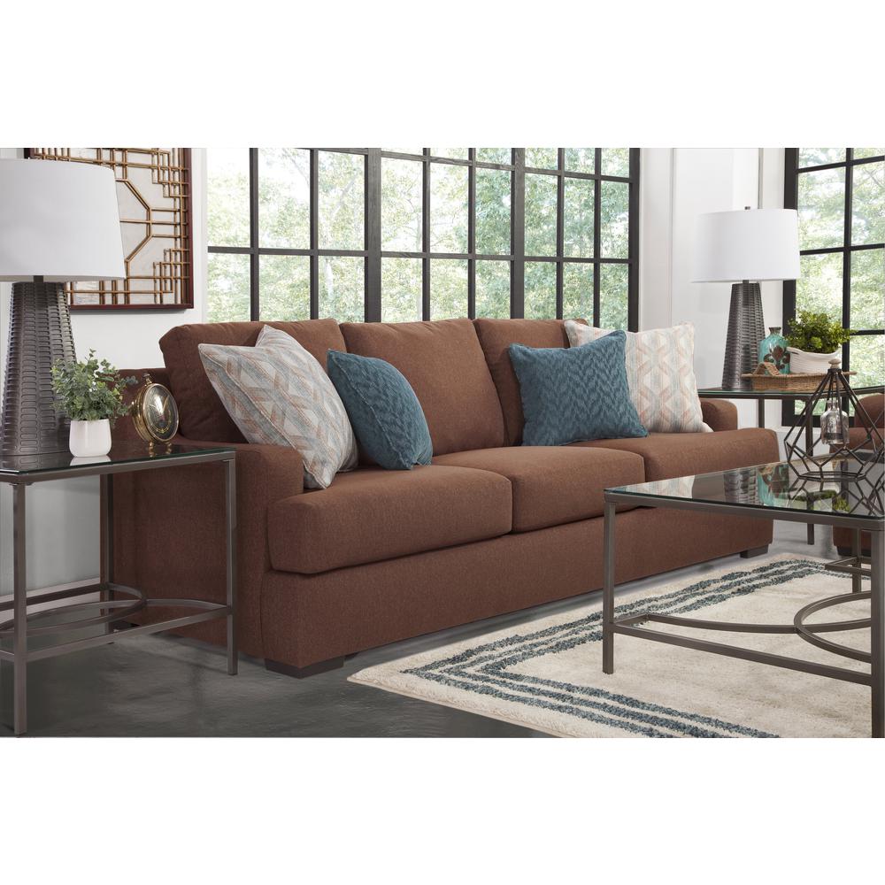American Furniture Classics Model 8-010-A65V2 Earthtone Cinnamon Sloped Track Arm Sofa. Picture 5