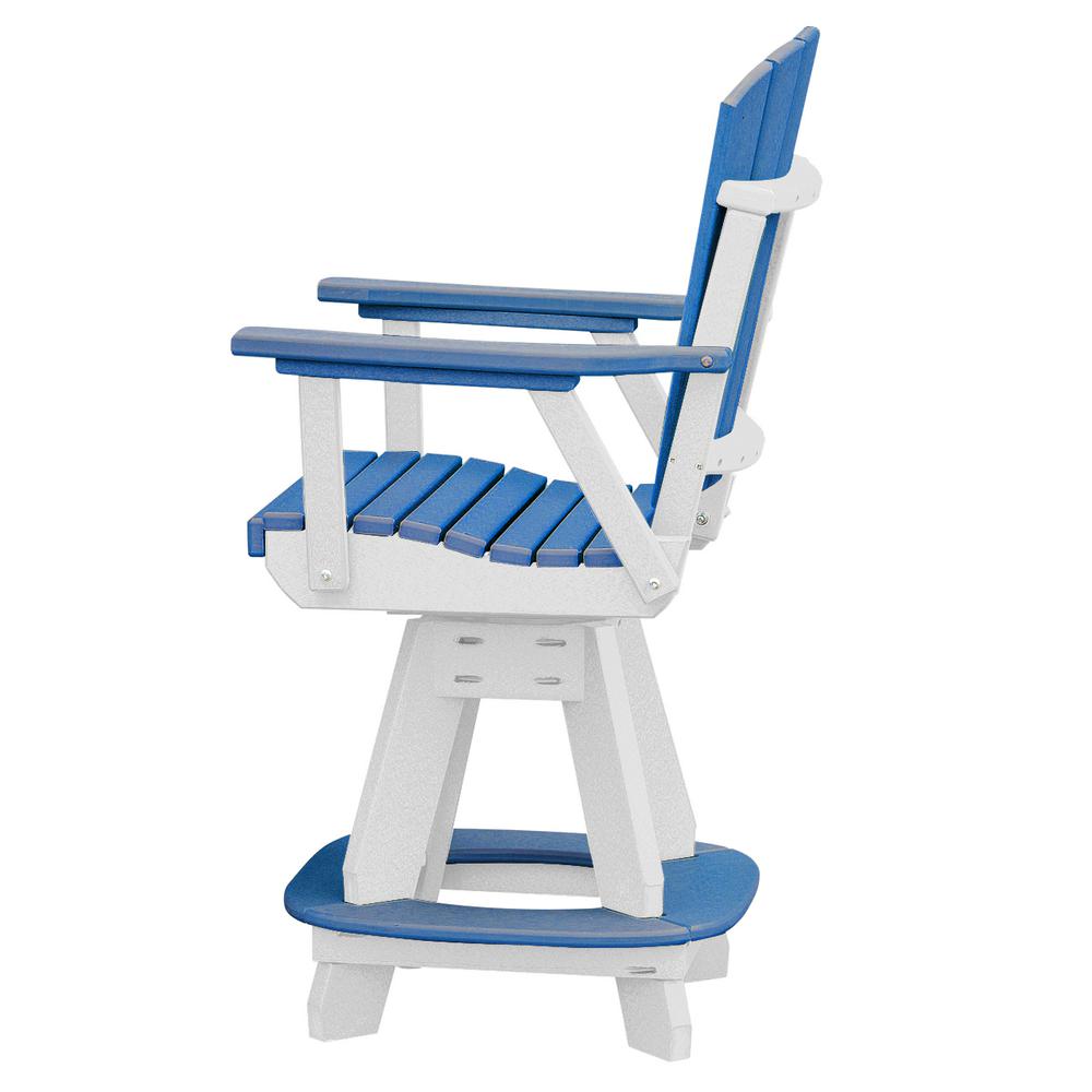 OS Home and Office Model 130-C-BW Counter Height Swivel Arm Chair in Blue on a White Base. Picture 3