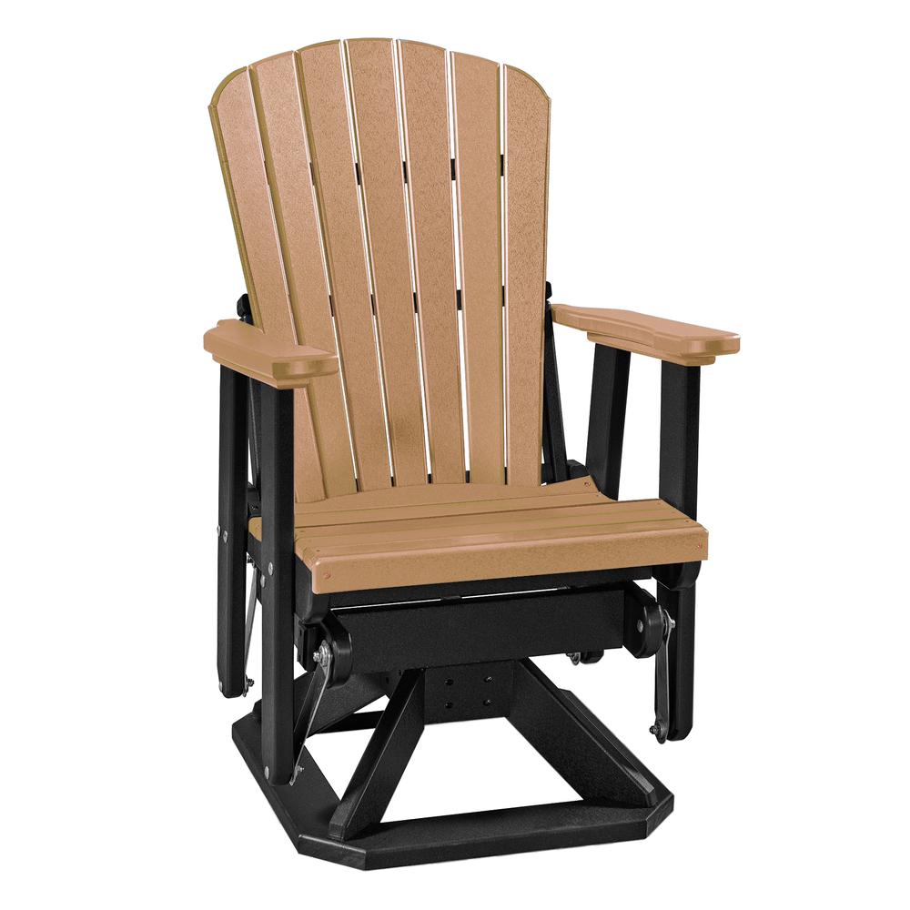 OS Home and Office Model 510CBK Fan Back Swivel Glider in Cedar with a Black Base, Made in the USA. Picture 2