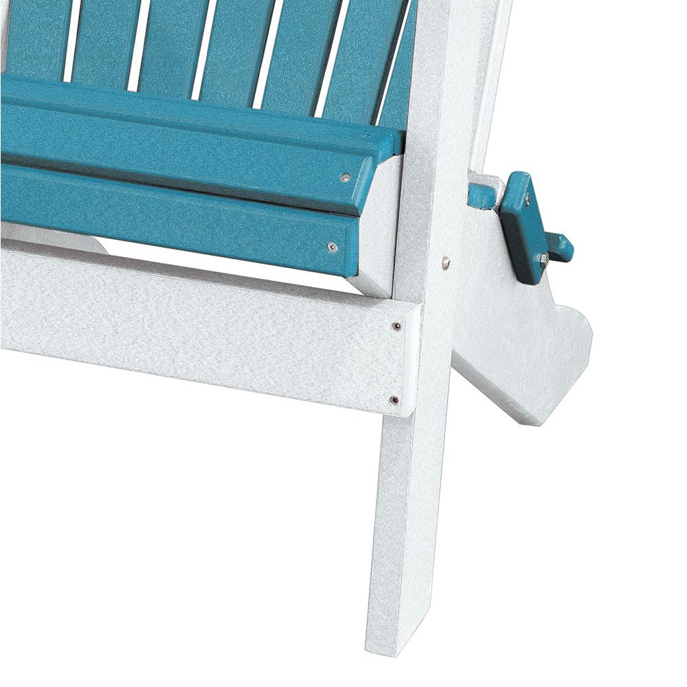 OS Home and Office Model 519ARW Fan Back Folding Adirondack Chair in Aruba Blue with a White Base, Made in the USA. Picture 4