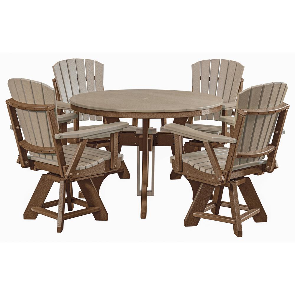 Five Piece Round Dining Height Dining Set in Weatherwood. Picture 3