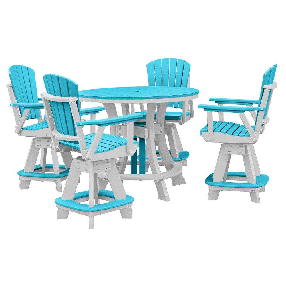 OS Home and Office Model CR130ARW-K Five Piece Round Counter Height Dining Set in Aruba Blue on a White Base. Picture 2