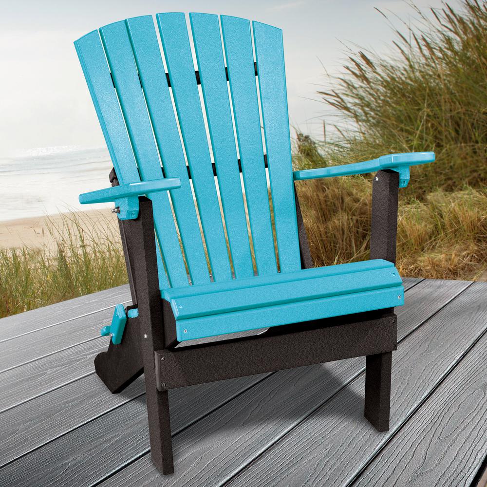 Fan Back Folding Adirondack Chair Made in the USA- Aruba, Black. Picture 2