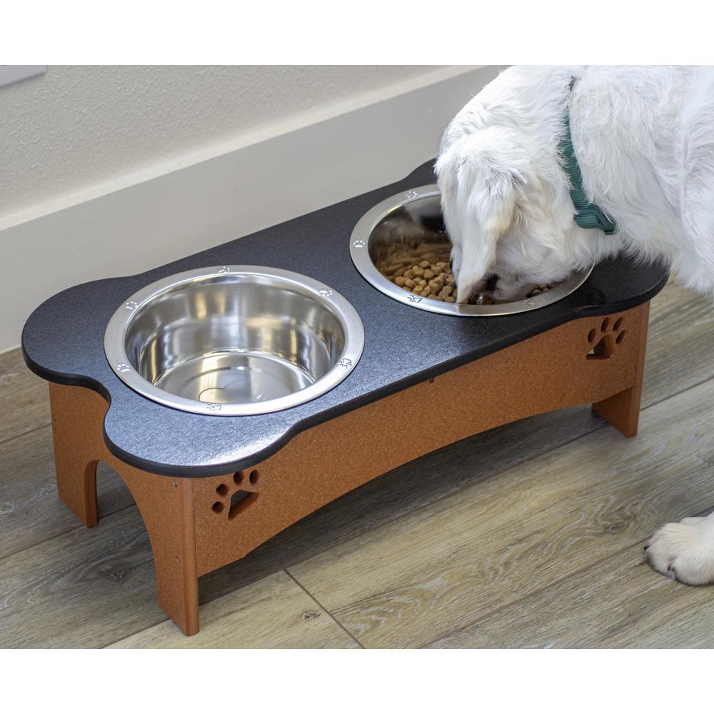 Double Water and Food Bowl Made of High Density Poly Resin for Taller Dogs. Picture 6
