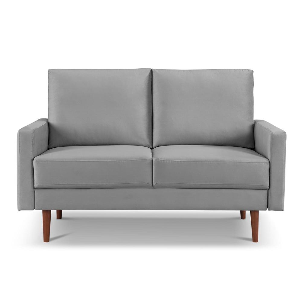 57 Inch Wide Upholstered Two Cushion Loveseat with Square Arms. Picture 1