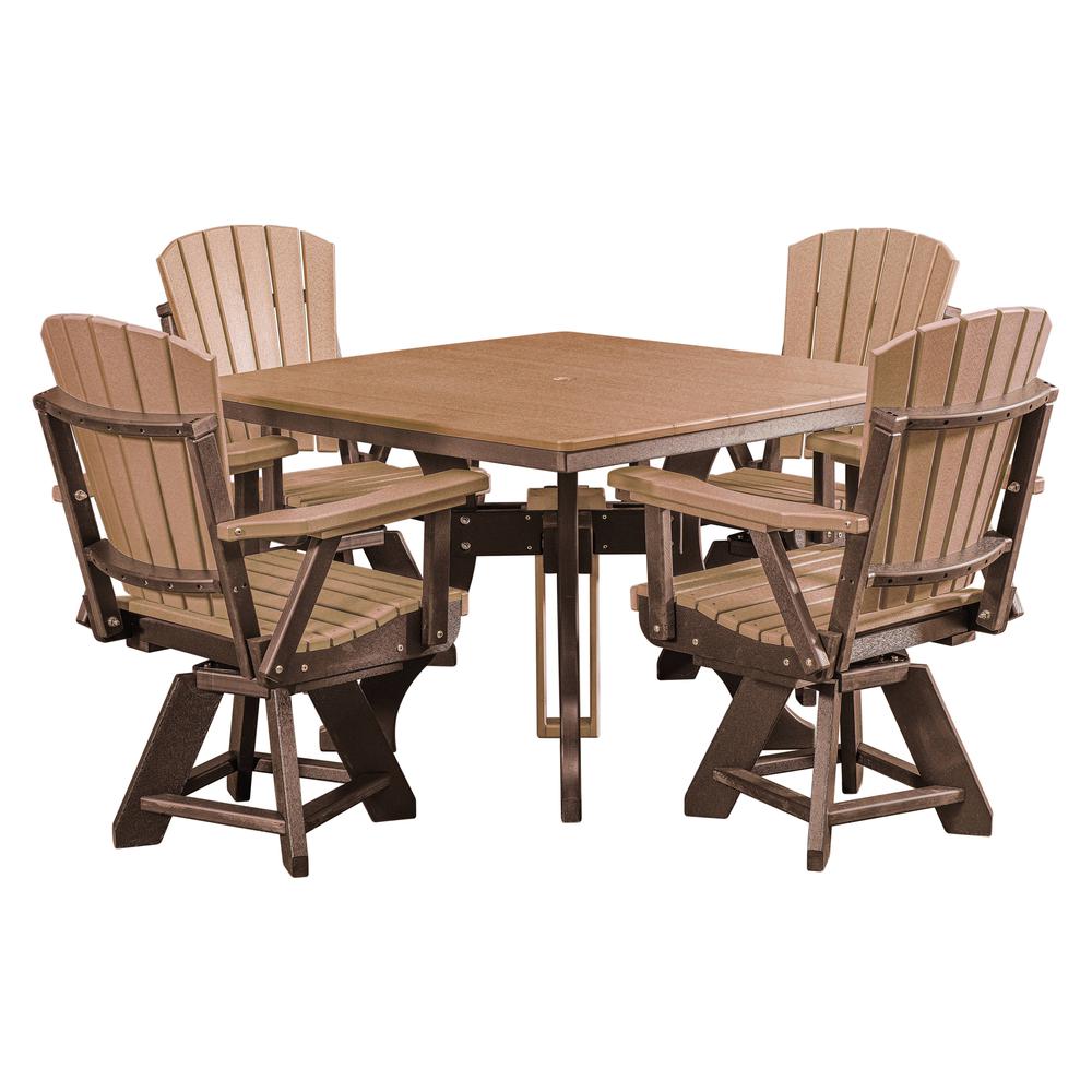 Five Piece Square Dining Height Dining Set in Cedar with a Tudor Brown Base. Picture 3