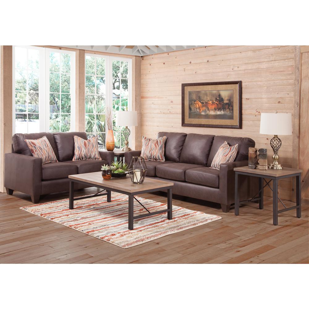 American Furniture Classics Loveseat with Two Accent Pillows, Brown. Picture 4