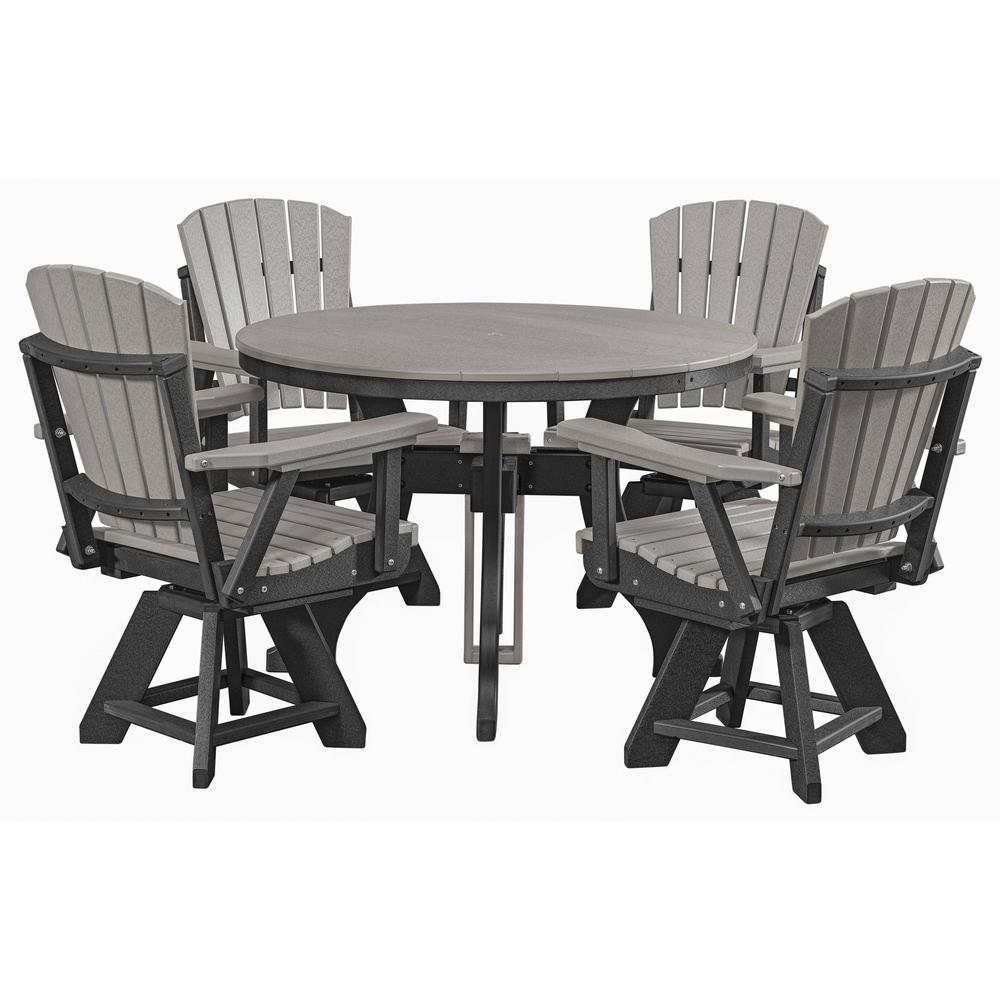 Five Piece Round Dining Height Dining Set in Light Grey with a Black Base. Picture 3