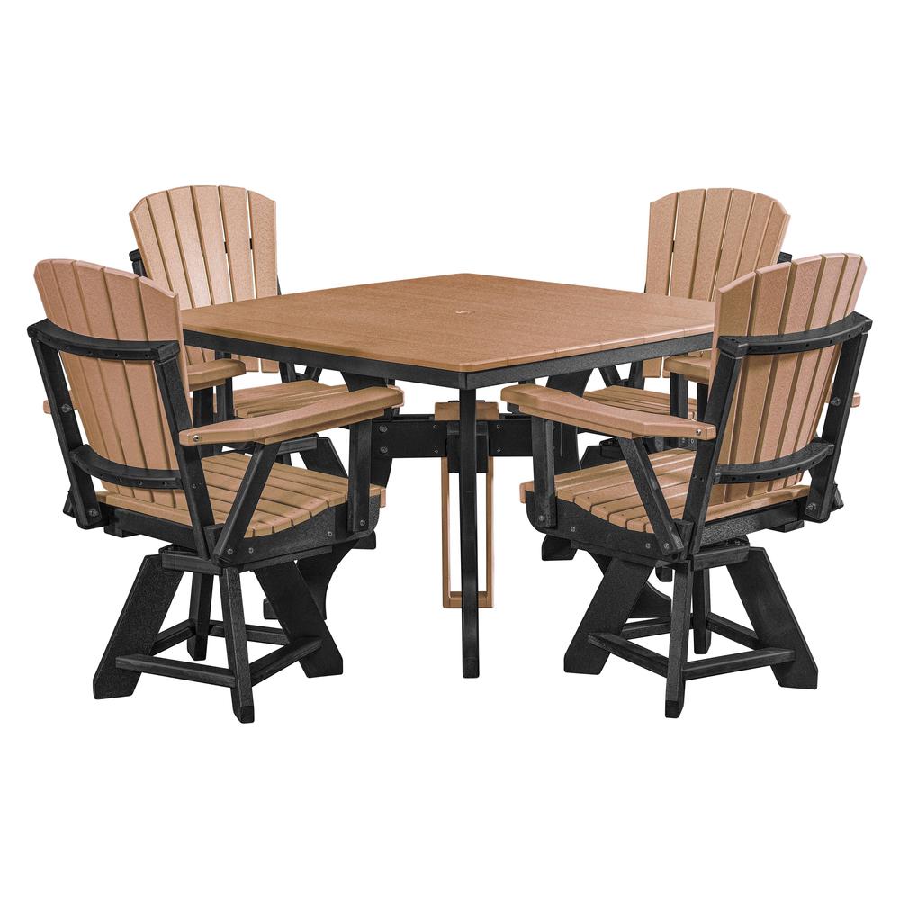 Five Piece Square Dining Height Dining Set in Cedar with a Black Base. Picture 2