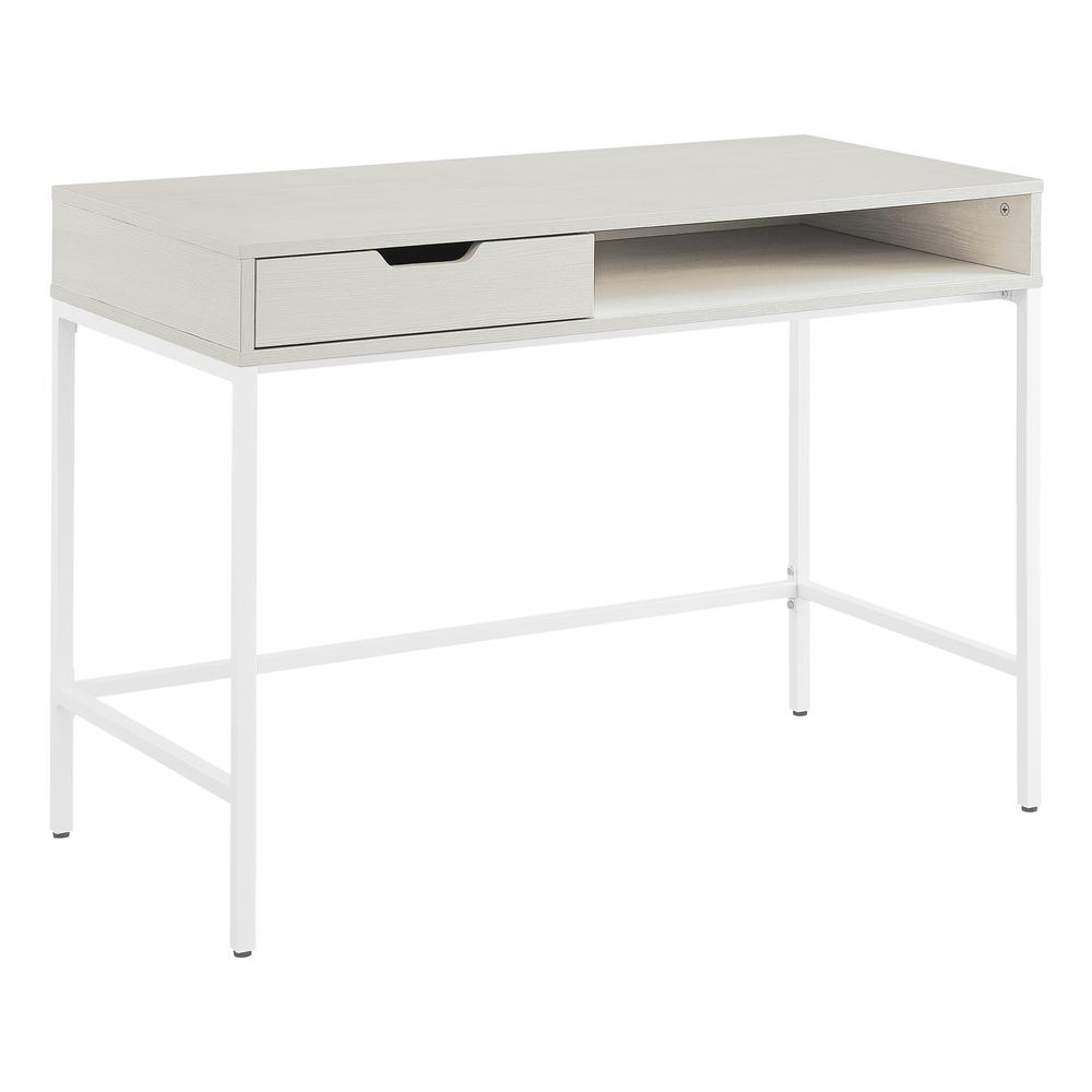 Contempo 40” Desk with Drawer and Shelf in White Oak Finish, CNT43-WK. Picture 1
