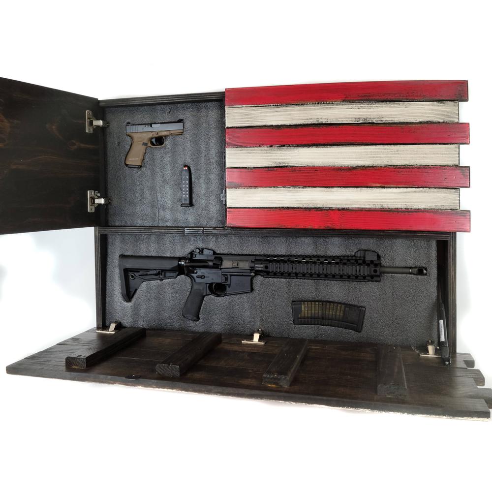 American Furniture Classics Model LRG2COMP Large American Flag Wall Hanging Gun Concealment with Two Secret Compartments. Picture 6