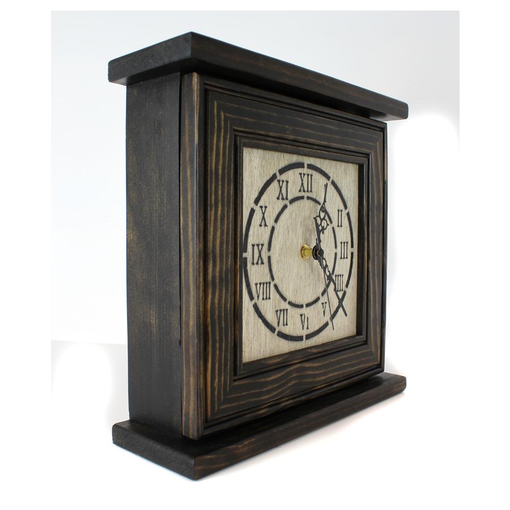 American Furniture Classics Model CLOCKDW Mantel Clock in Dark Walnut Veneer with Secret Compartment. Picture 5