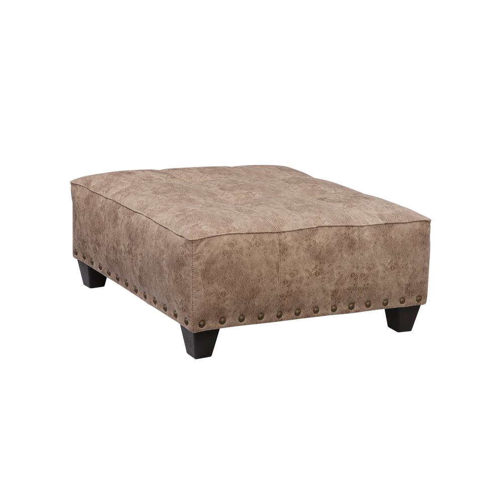 Transitional Brown Square Upholstered Ottoman. Picture 1