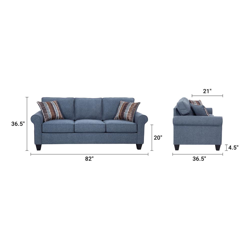 American Furniture Classics Indigo Series Model 8-010-A330V8 Sofa with Two Abstract Chenille Pillows. Picture 3