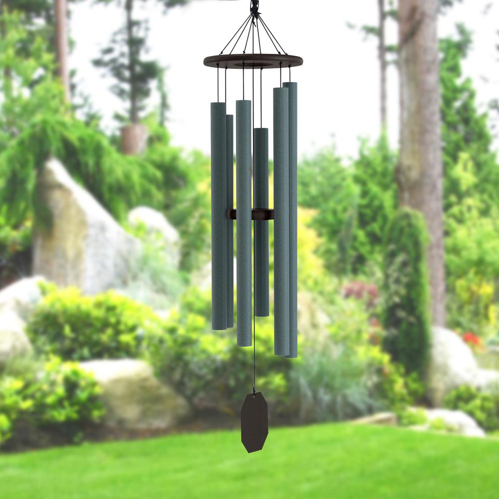 Wind Chime made with powder coated Aluminum tubes in Jade. Picture 5