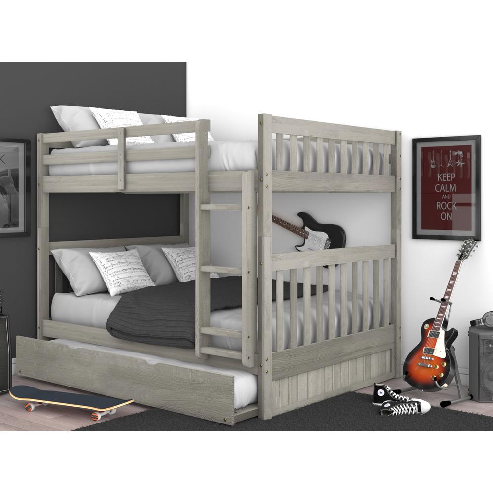 American Furniture Classics Model 85215-TRUN-KD Full over Full Bunkbed with Twin Sized Trundle in Light Ash. Picture 1