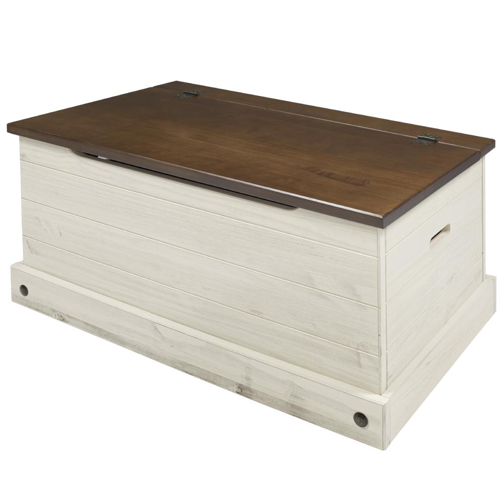 Model CADB440 Cottage Series Wood Storage Trunk in Distressed White. Picture 1