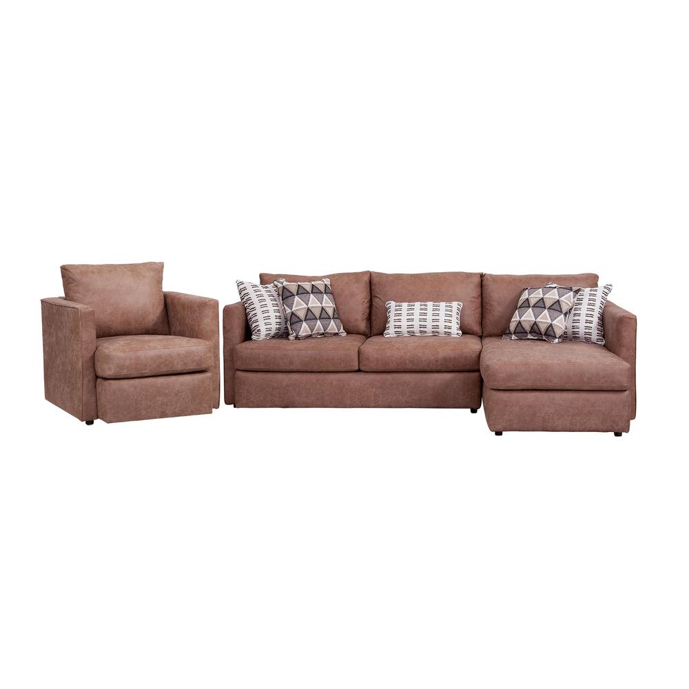 American Furniture Classics Urban Loft Model 8-S298V7-K Sectional Sofa with Five Pillows. Picture 4