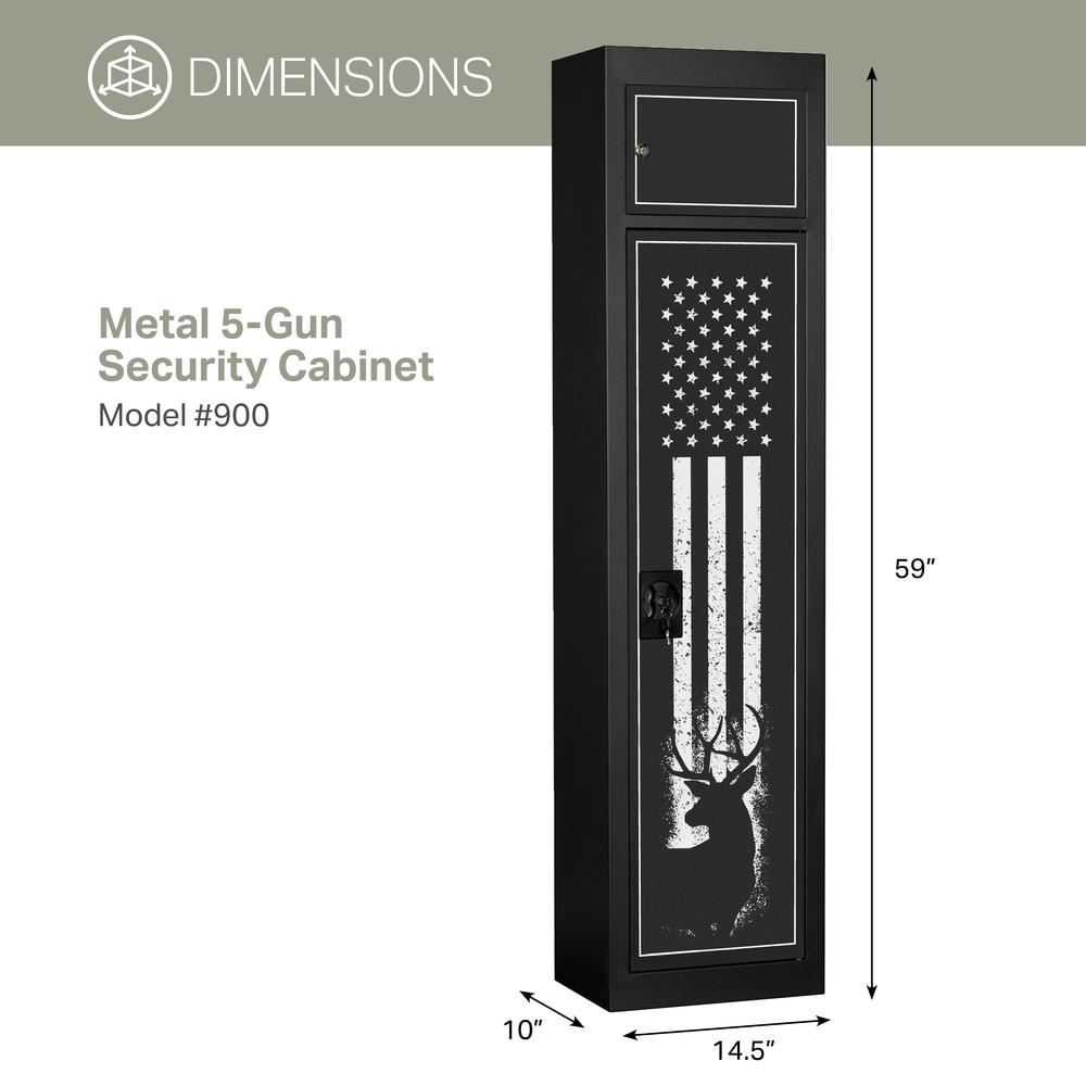 Model 900, 5 Gun Metal Security Cabinet with separate pistol/ammo area. Picture 3