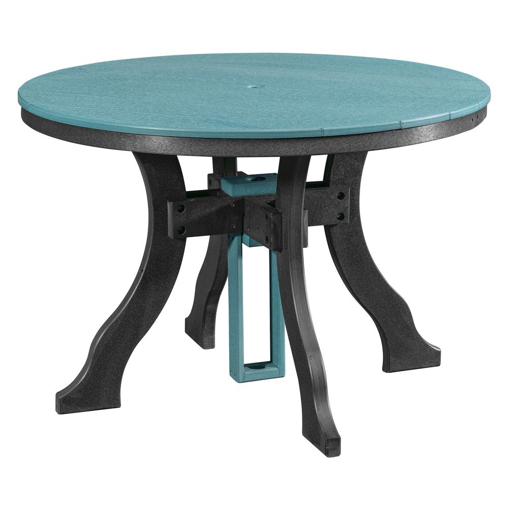 Dining Height Round Table in Aruba Blue with a Black Base. Picture 1