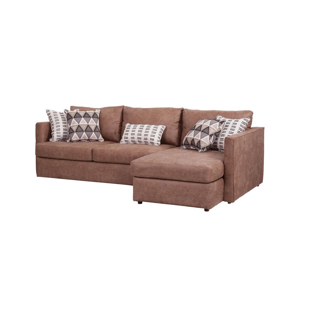 American Furniture Classics Urban Loft Model 8-S298V7-K Sectional Sofa with Five Pillows. Picture 1