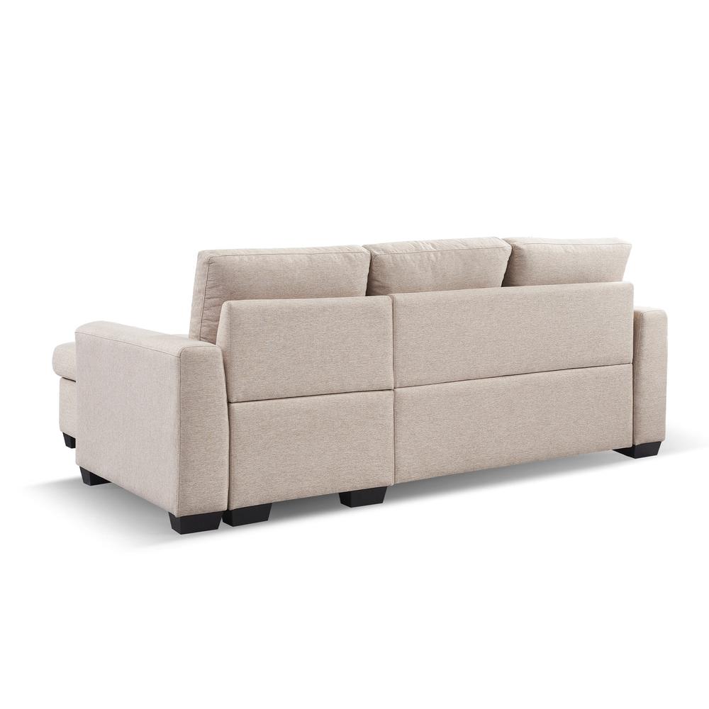 Tufted Sectional Chaise Sofa Sleeper with Storage. Picture 9