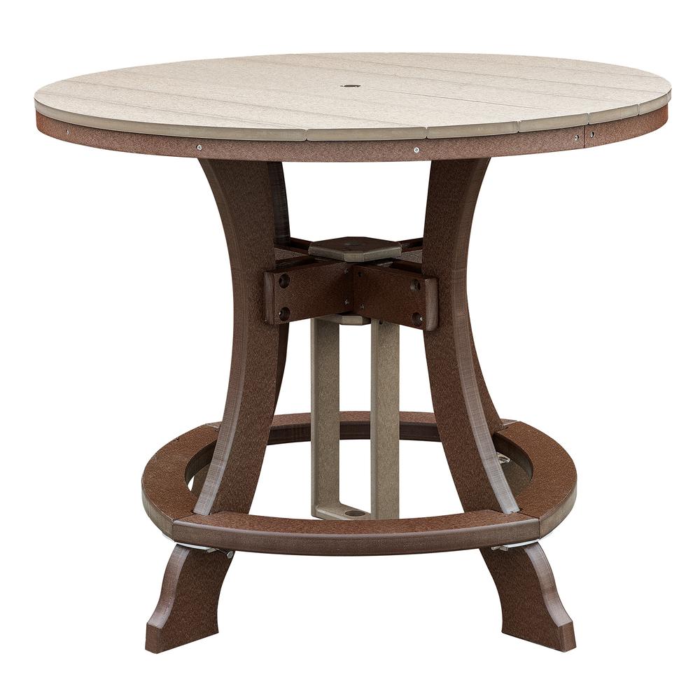 OS Home and Office Model 44R-C-WWTB Counter Height Round Table in Weatherwood with Tudor Brown Base. Picture 1