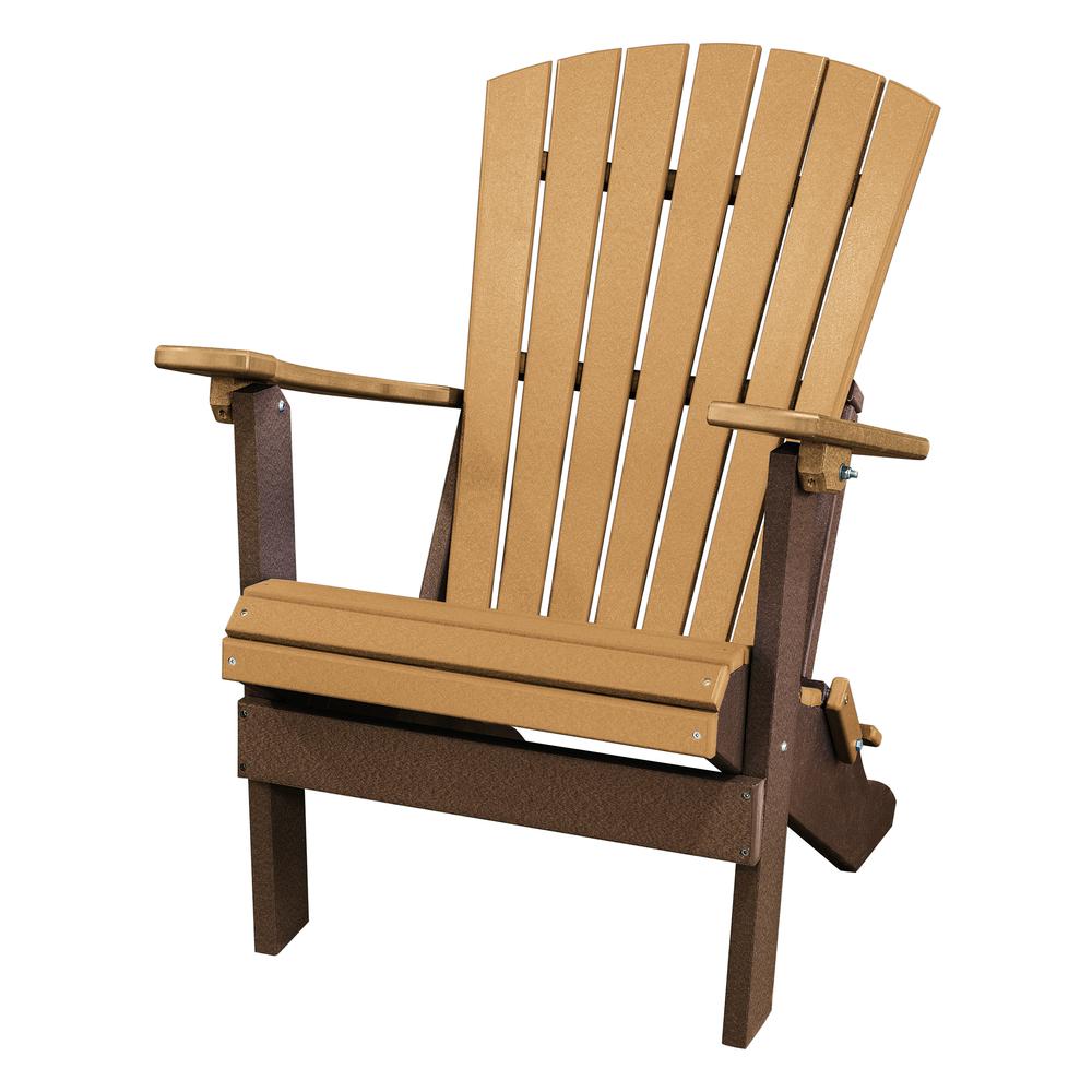 Fan Back Folding Adirondack Chair Made in the USA- Cedar, Tudor Brown. Picture 1